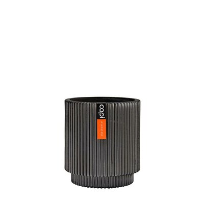 Vase Cylinder Groove 19X21 Black