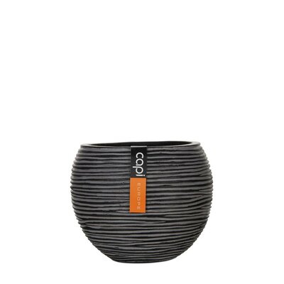 Vase Ball Rib 17X14 Black