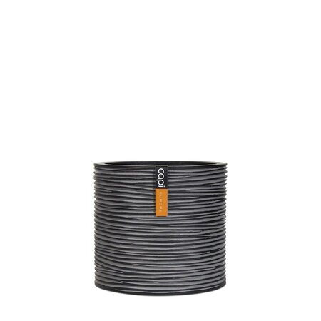 Vase Cylinder Rib 17X17 Black