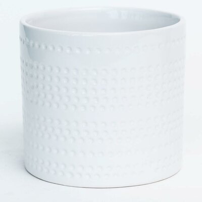 White Dolomite Pot With Dotted Stri
